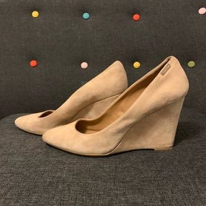 Calvin Klein cream suede wedges